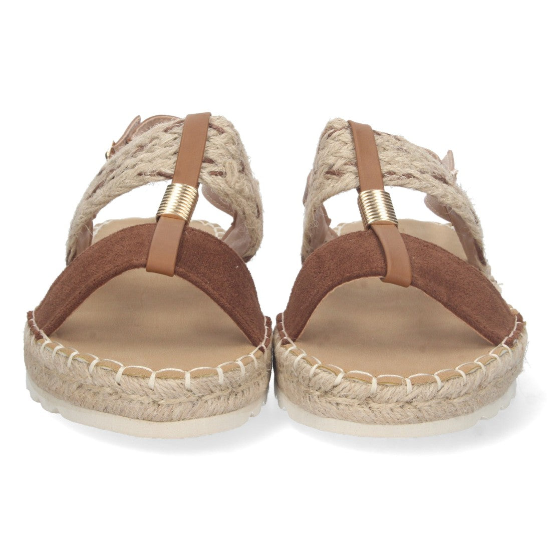 Sandalia plana de mujer forrada de yute - Camel (Ref. 2FB-2181)