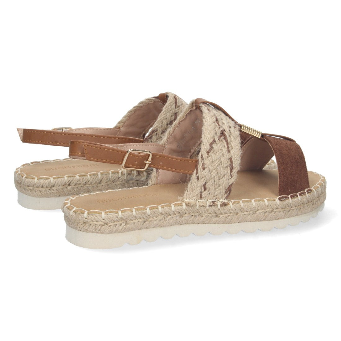 Sandalia plana de mujer forrada de yute - Camel (Ref. 2FB-2181)
