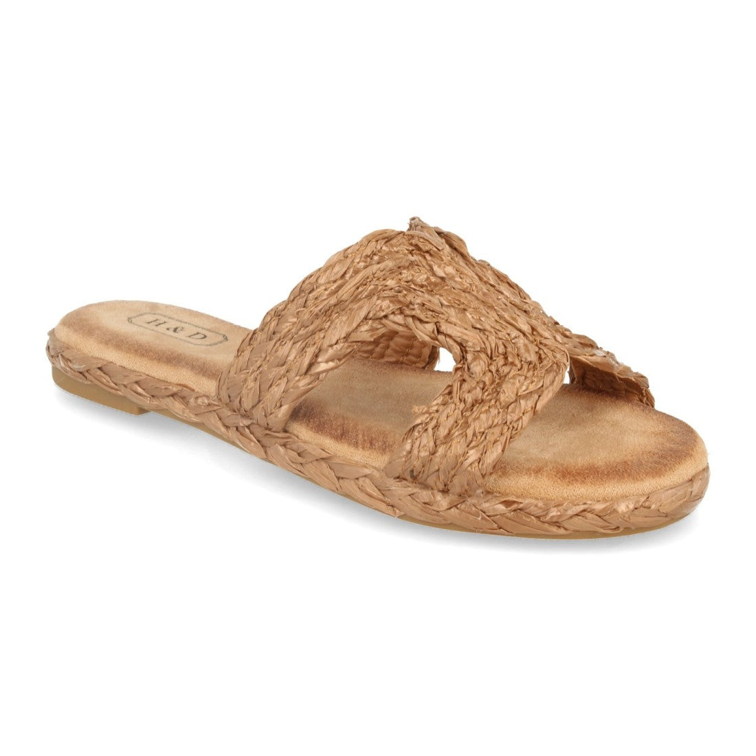 Sandalia plana de pala abierta de mujer - Camel