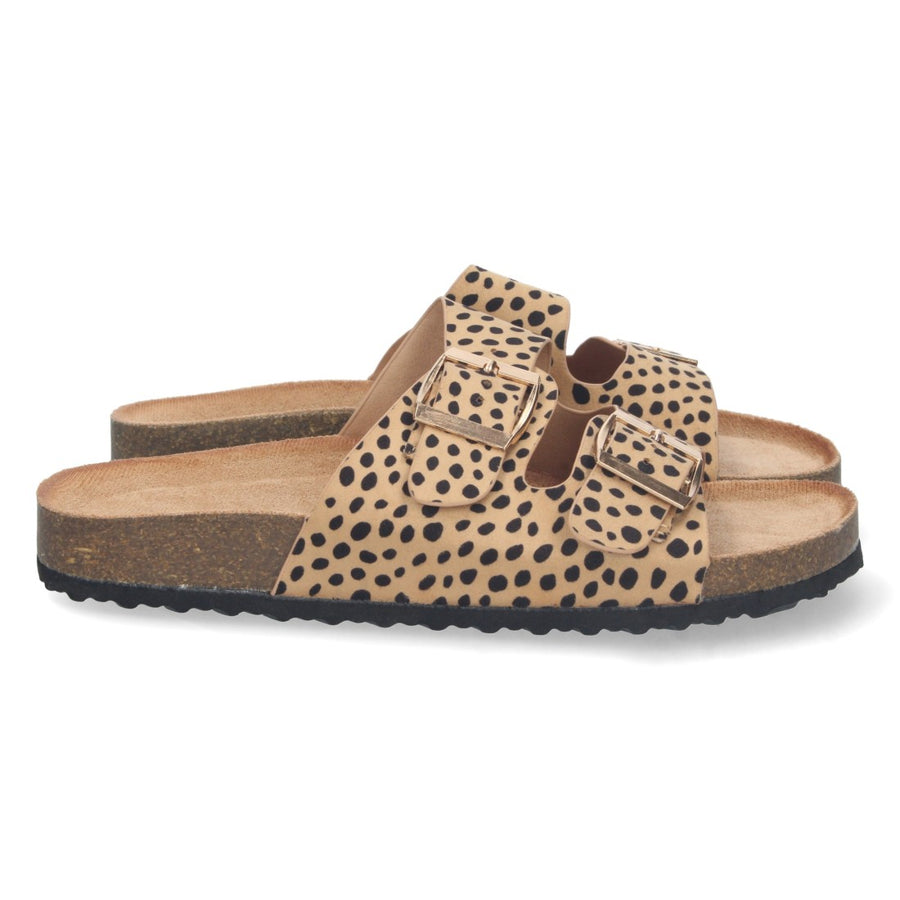 Sandalia plana de mujer con planta de anatómica de bio - Leopardo