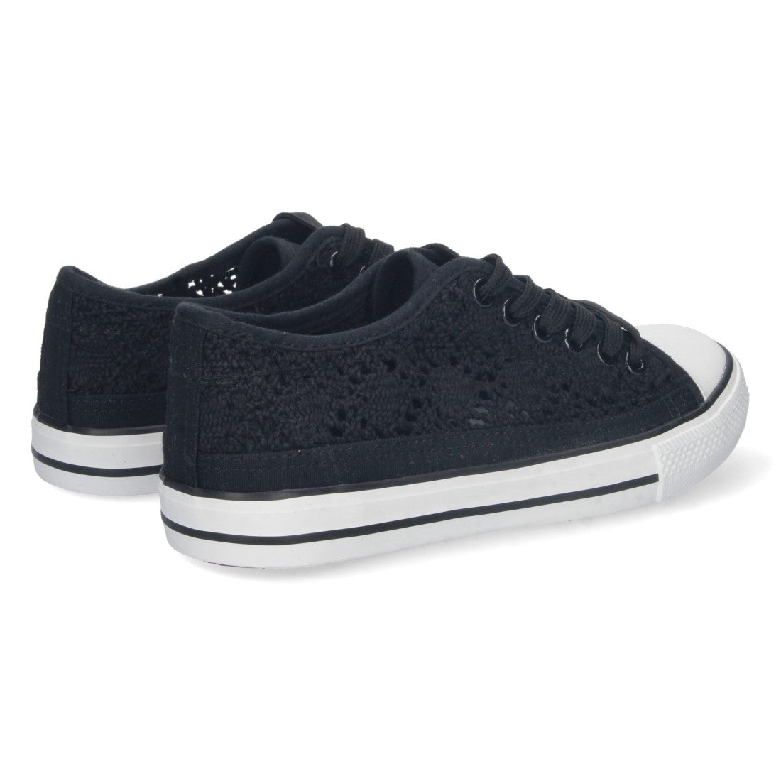 Zapatilla plana de mujer con material bordado y calado