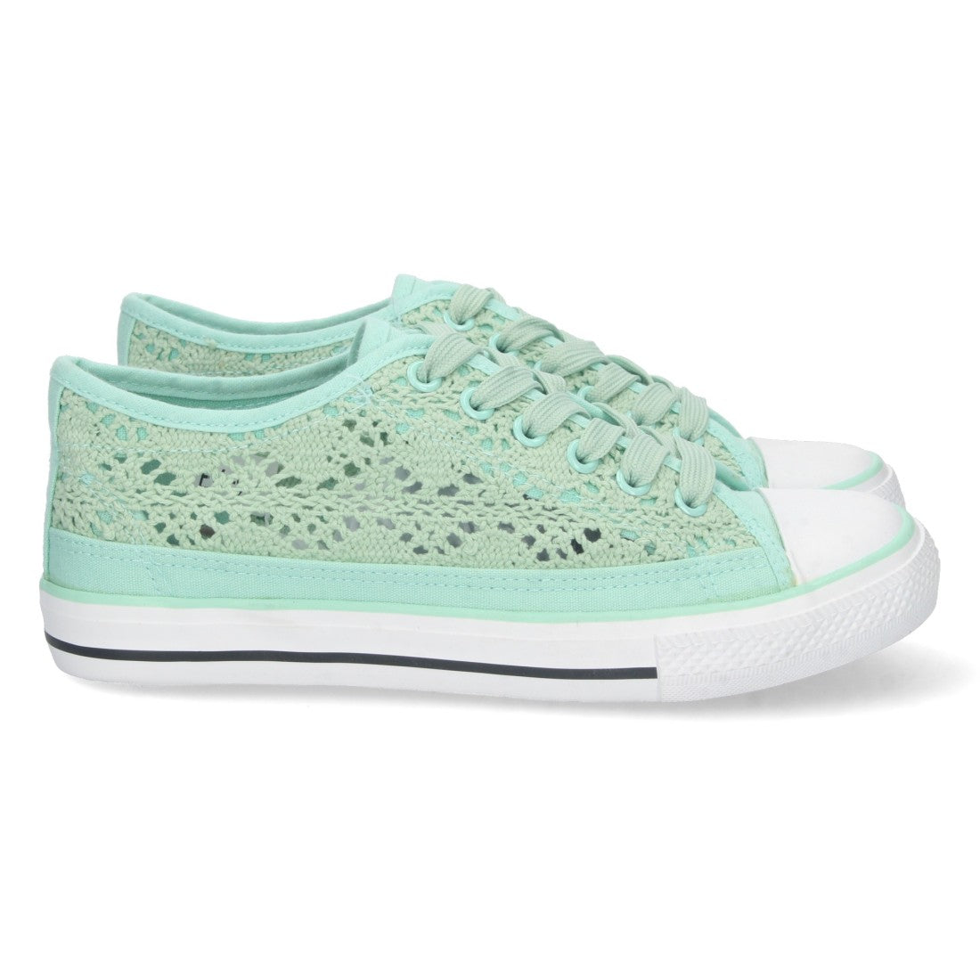 Zapatilla plana de mujer con material bordado y calado