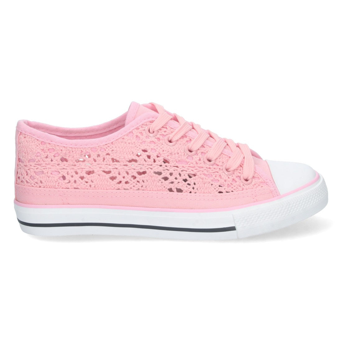 Zapatilla plana de mujer con material bordado y calado