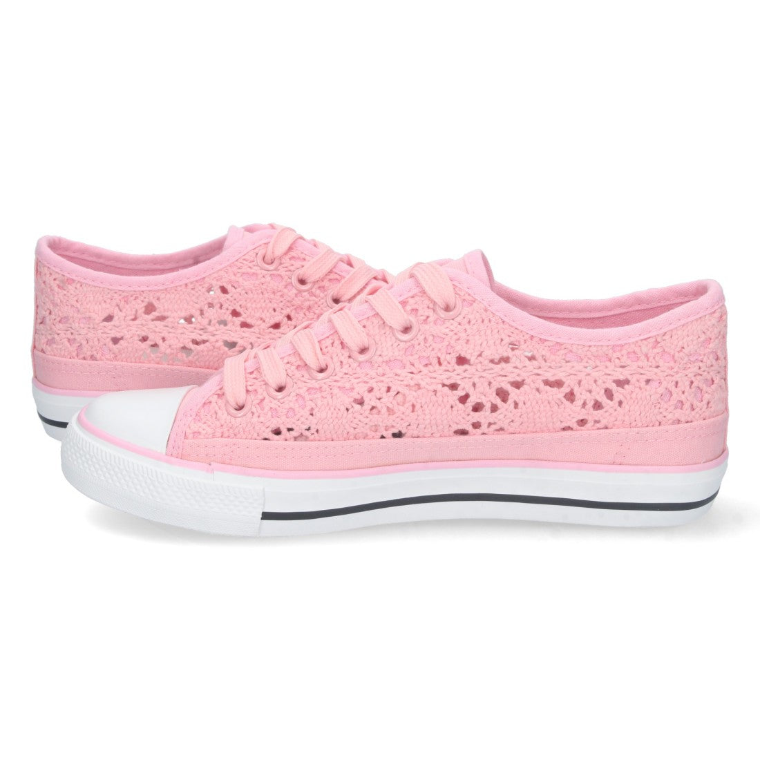 Zapatilla plana de mujer con material bordado y calado