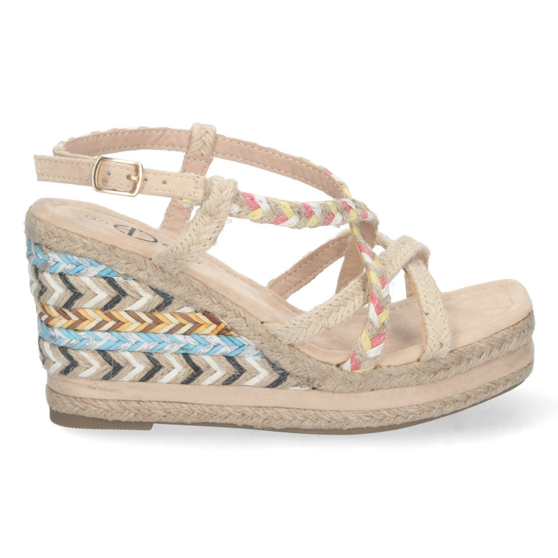 Sandalia de cuña de mujer forrada de yute - Beige (Ref. YZ22-135)
