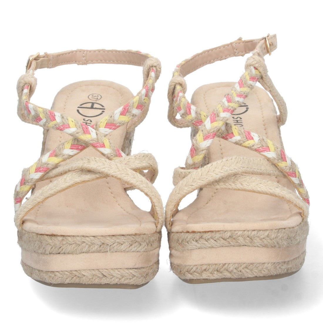 Sandalia de cuña de mujer forrada de yute - Beige (Ref. YZ22-135)