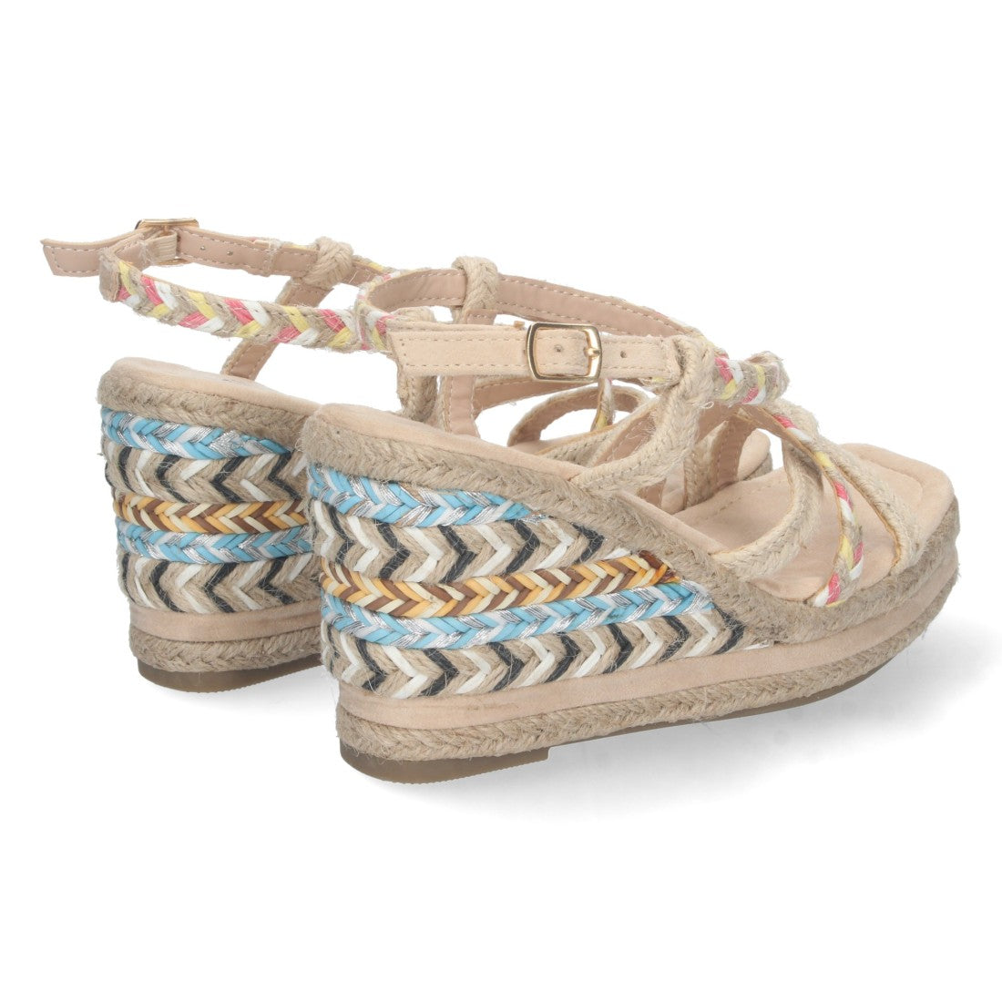 Sandalia de cuña de mujer forrada de yute - Beige (Ref. YZ22-135)