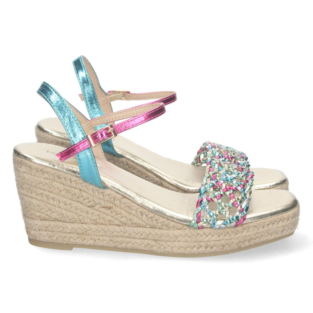 Sandalia de cuña de mujer forrada de yute - Multicolor (Ref. A-2406)