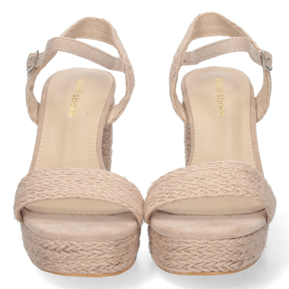 Sandalia de tacón alto de mujer forrado de yute