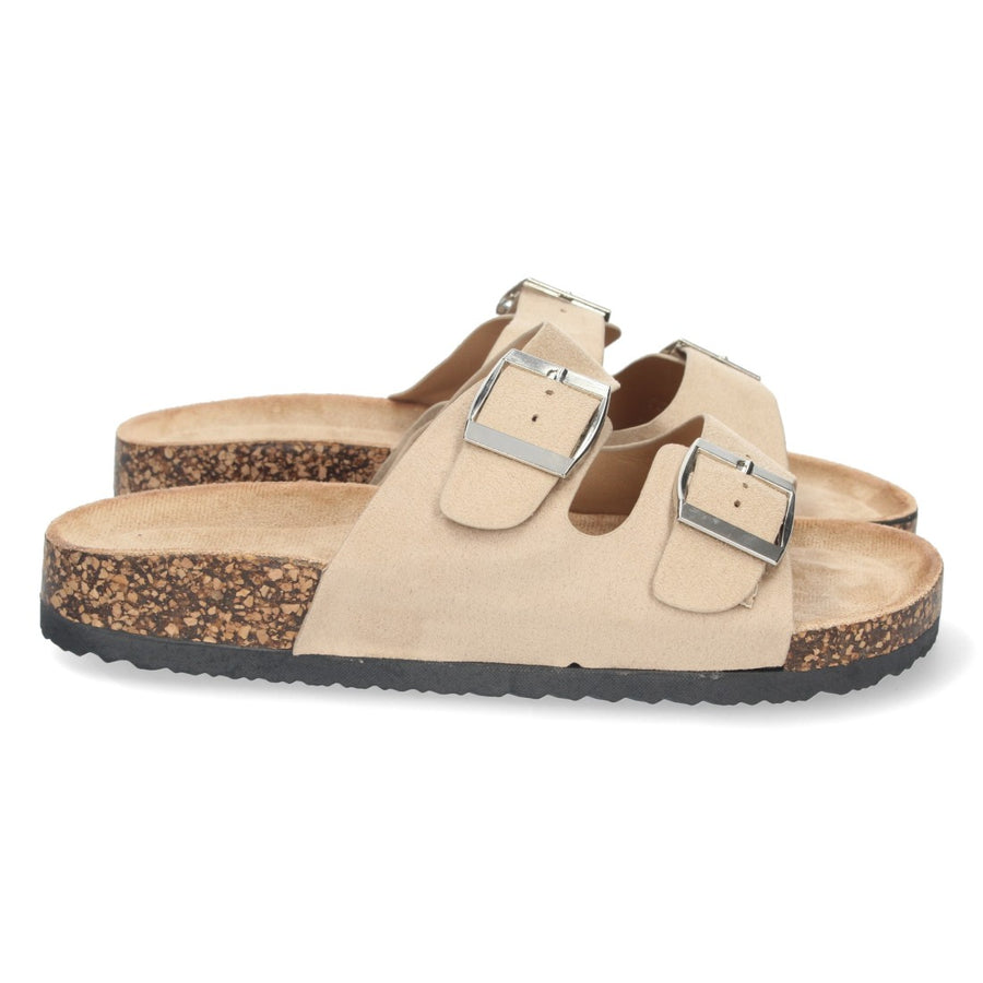 Sandalia plana de mujer con planta de anatómica de bio - Beige