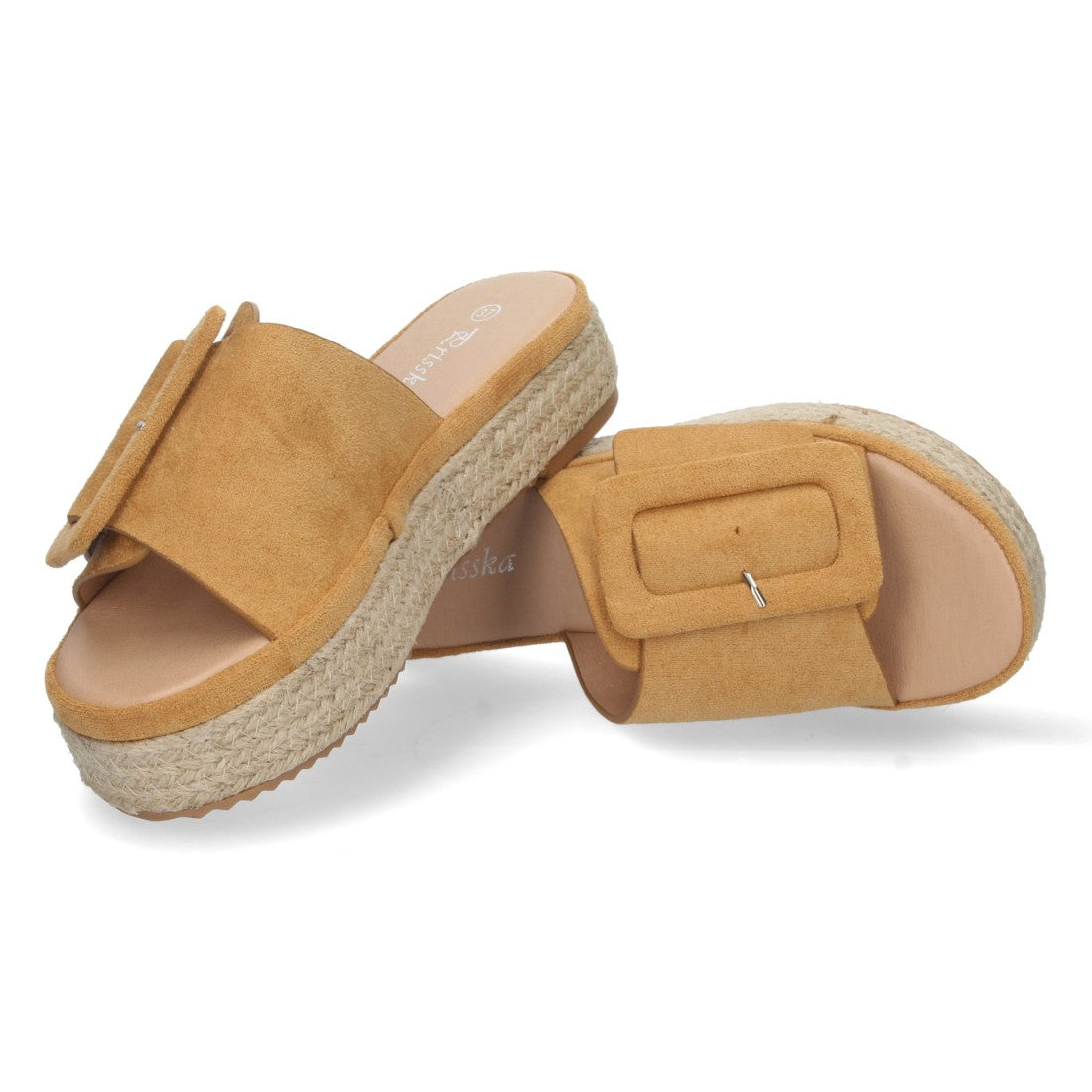 Sandalia de plataforma de mujer forrada de yute - Camel (Ref. JSZ180)