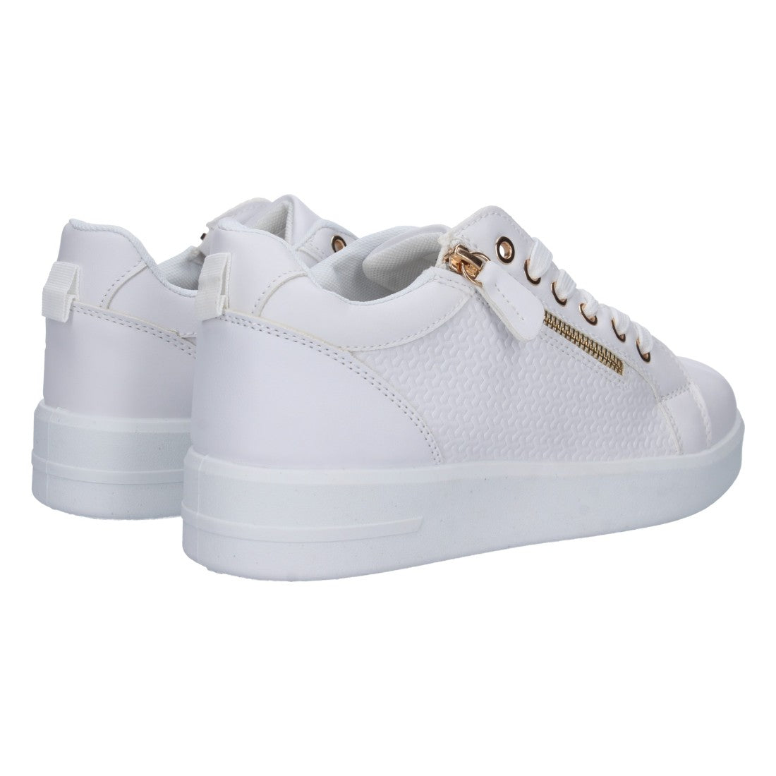 Zapatilla plana de mujer con adorno de cremallera y grabados
