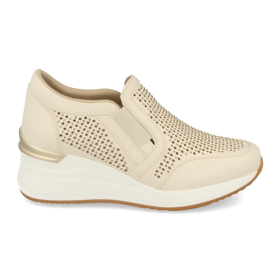 Zapatillas de cuña de mujer con calados - Beige