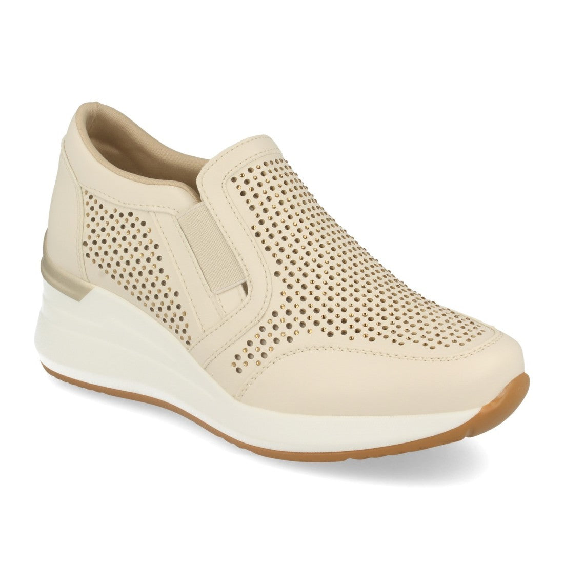 Zapatillas de cuña de mujer con calados - Beige