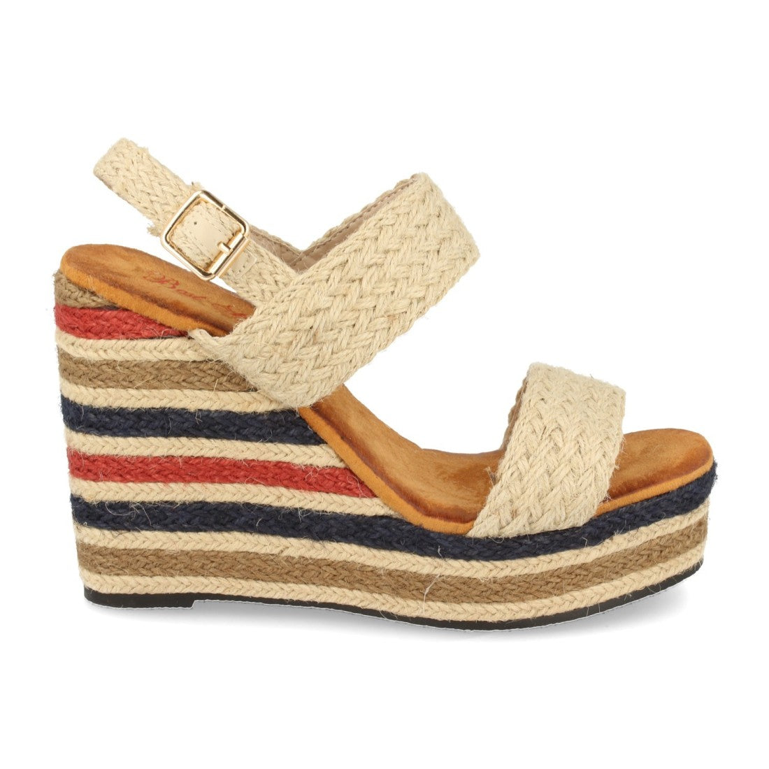 Sandalia de cuña de mujer con yute multicolor
