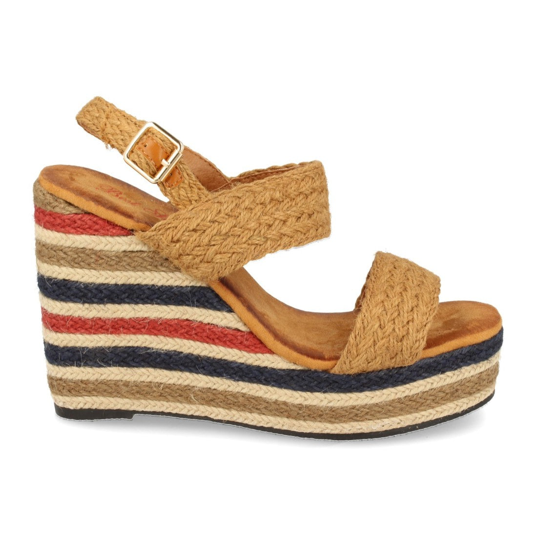 Sandalia de cuña de mujer con yute multicolor