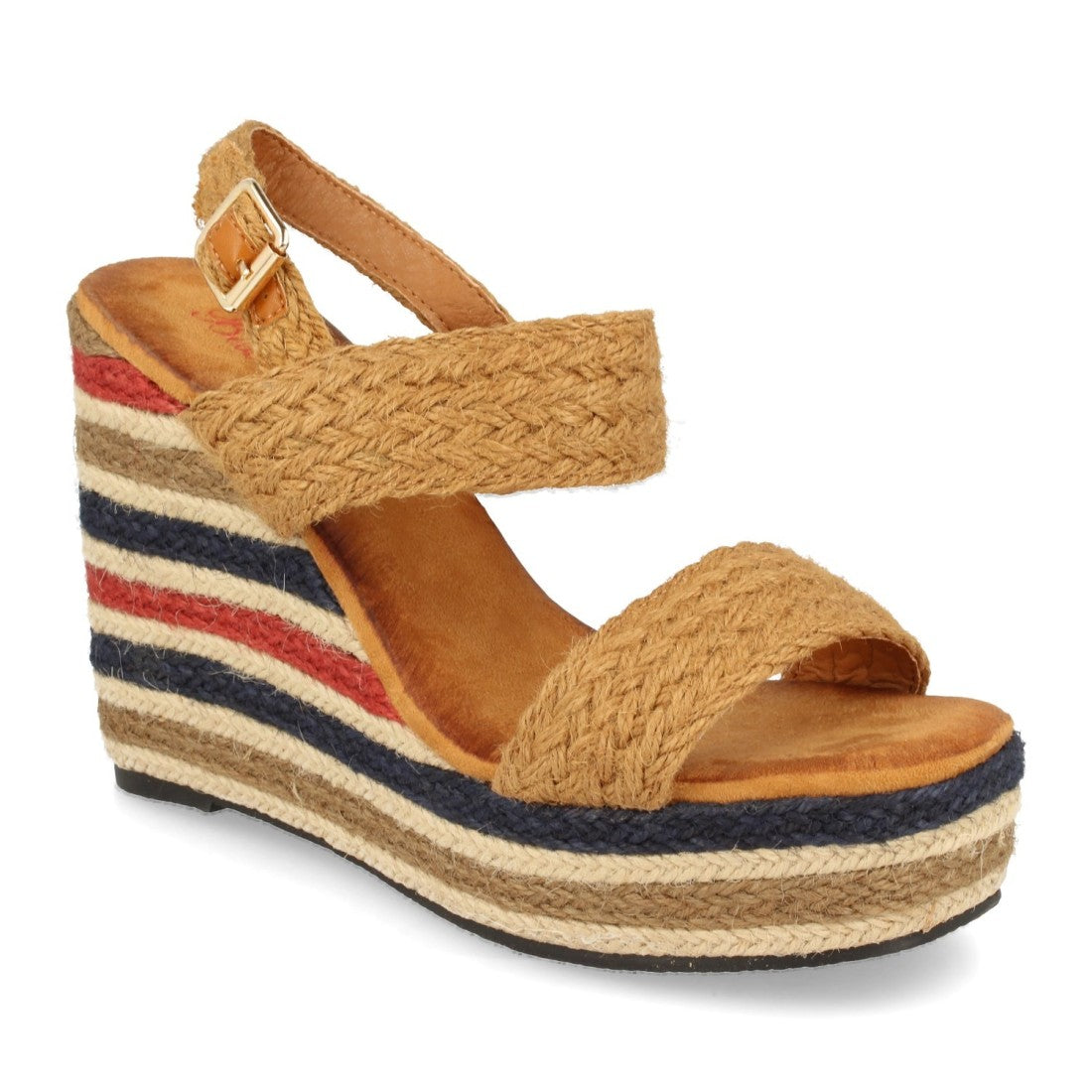 Sandalia de cuña de mujer con yute multicolor