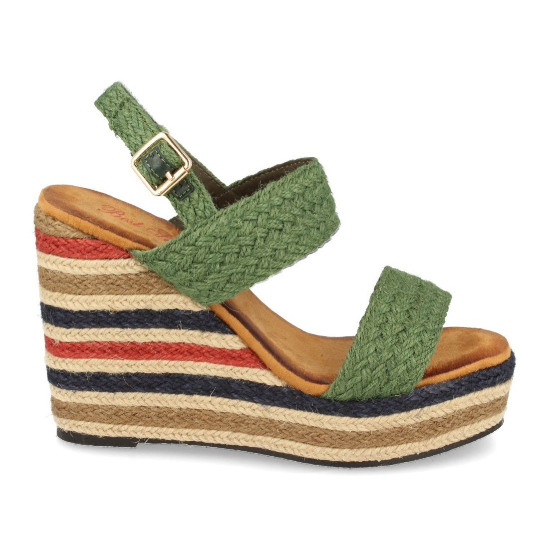 Sandalia de cuña de mujer con yute multicolor