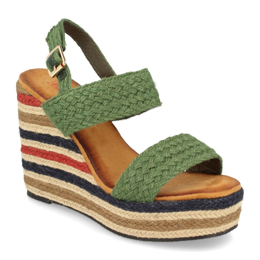 Sandalia de cuña de mujer con yute multicolor