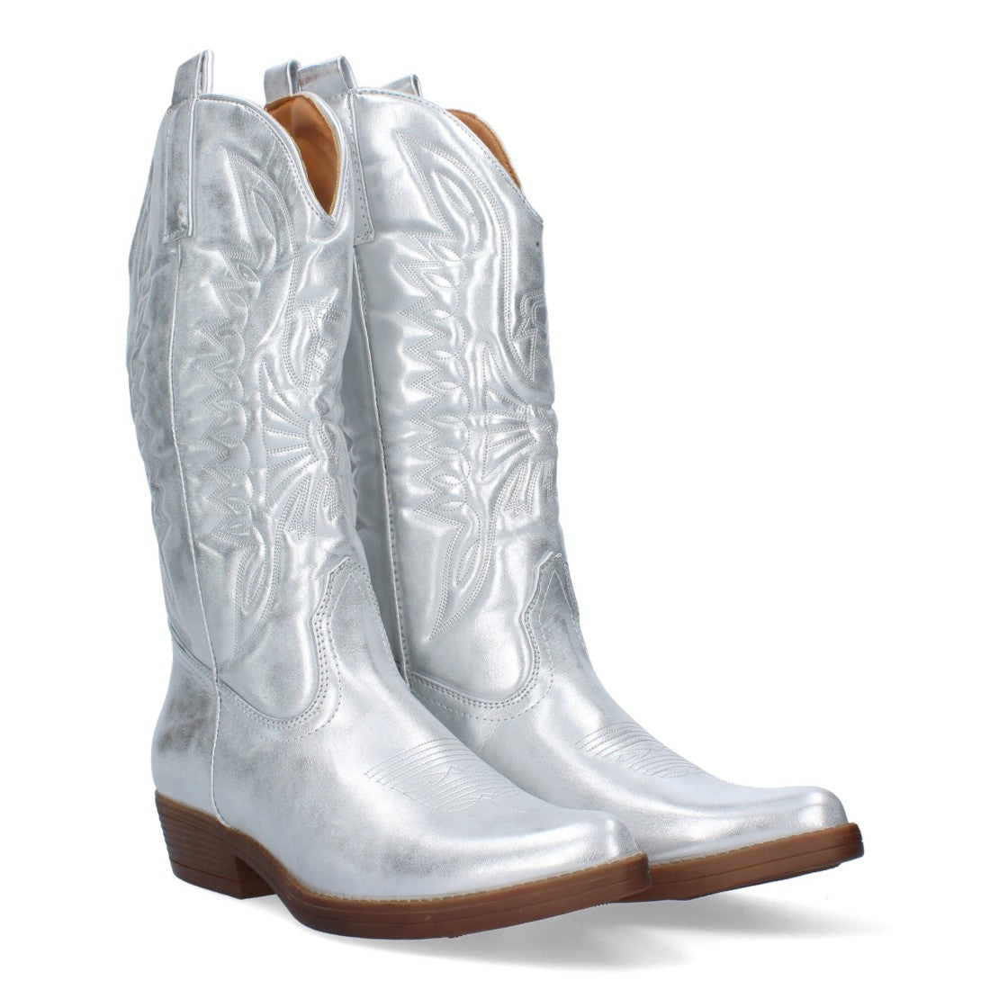Bota de tacón de mujer con bordado