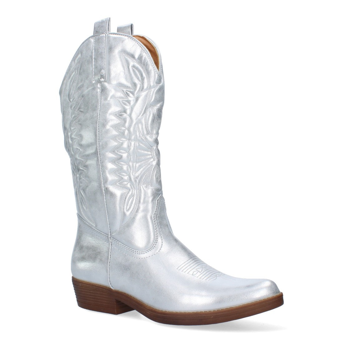 Bota de tacón de mujer con bordado