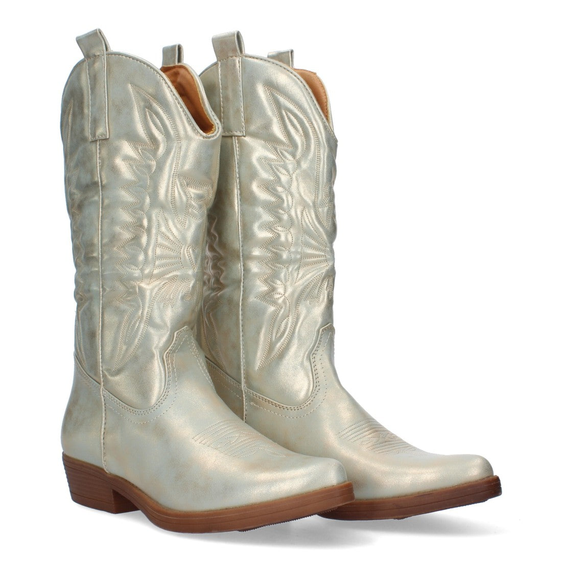 Bota de tacón de mujer con bordado