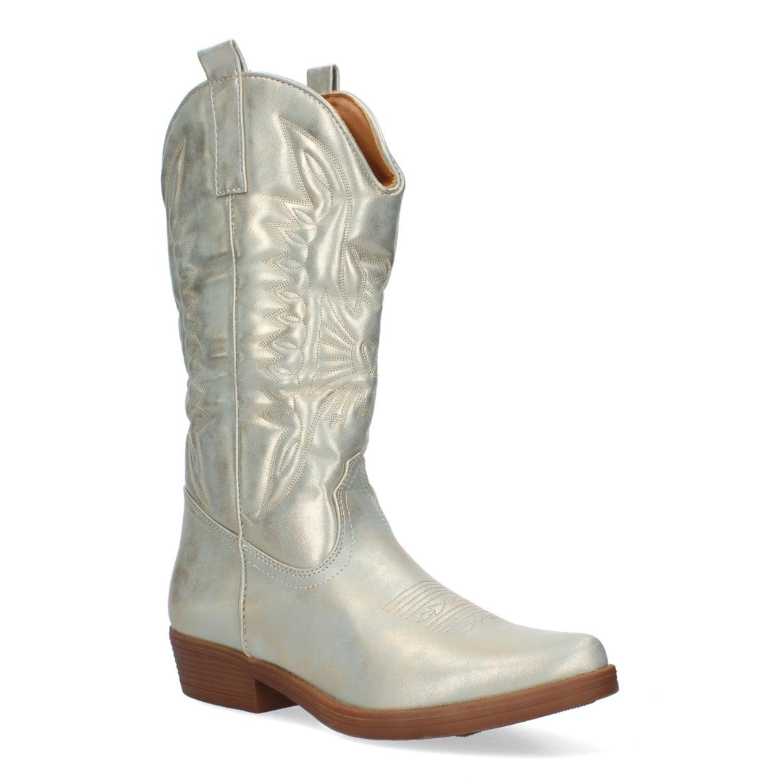 Bota de tacón de mujer con bordado