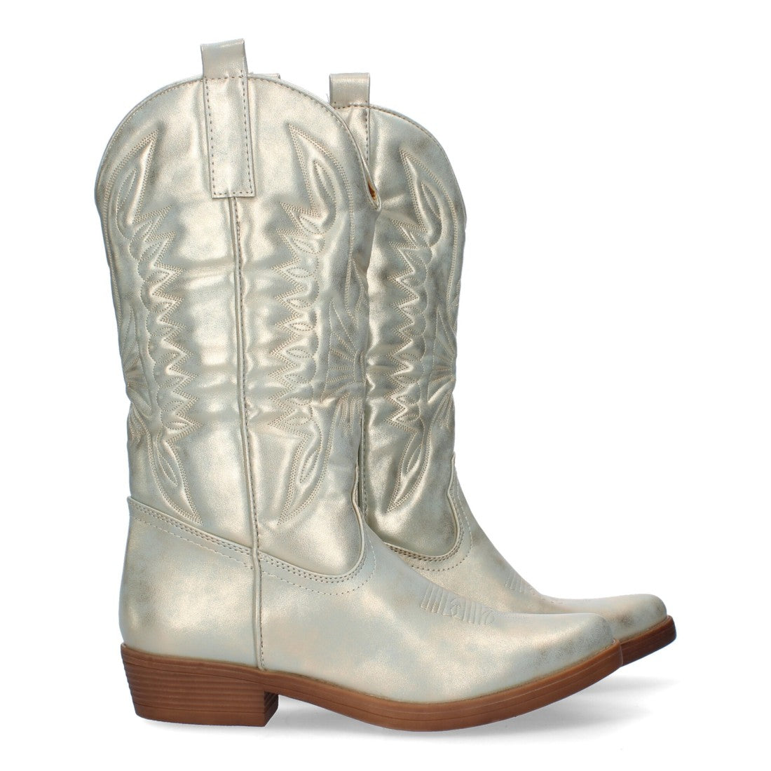 Bota de tacón de mujer con bordado