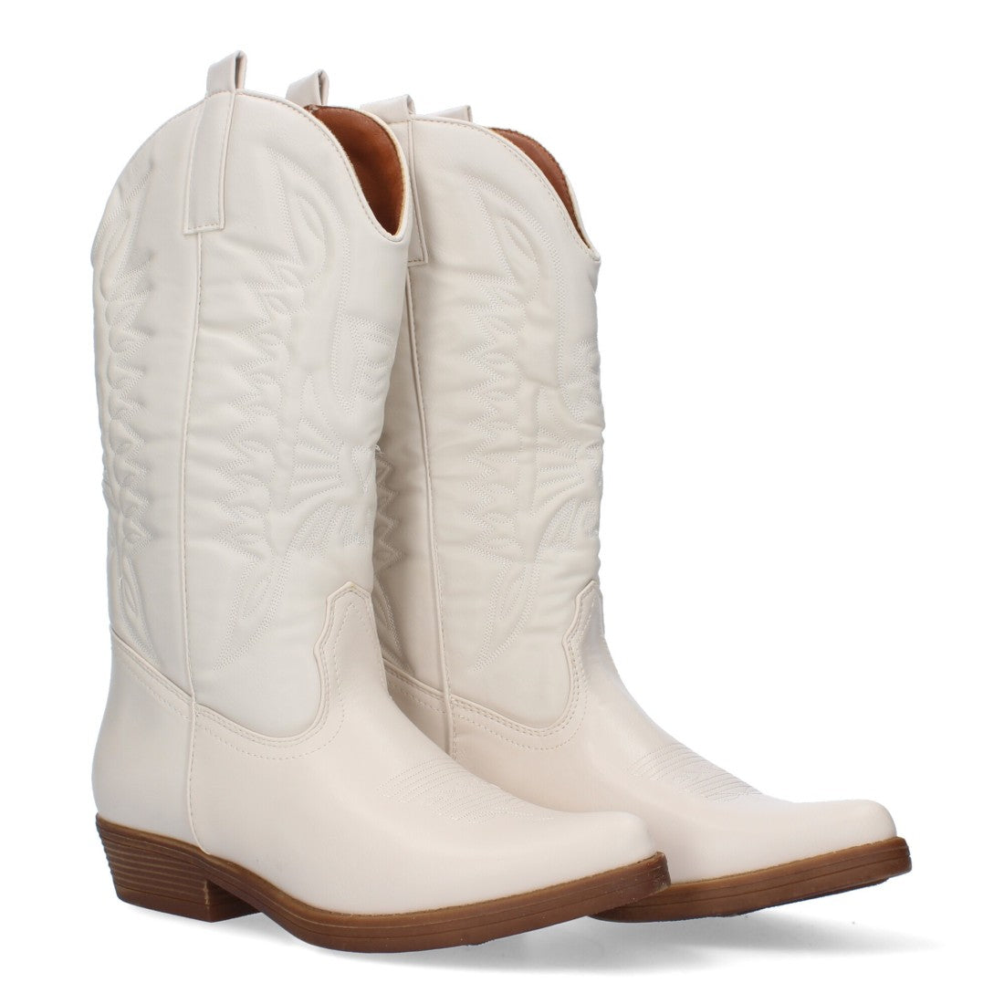 Bota de tacón de mujer con bordado