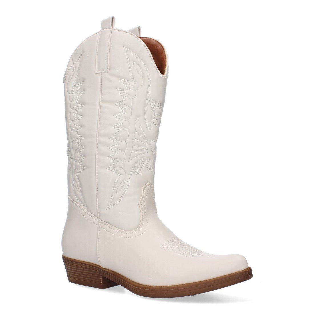 Bota de tacón de mujer con bordado