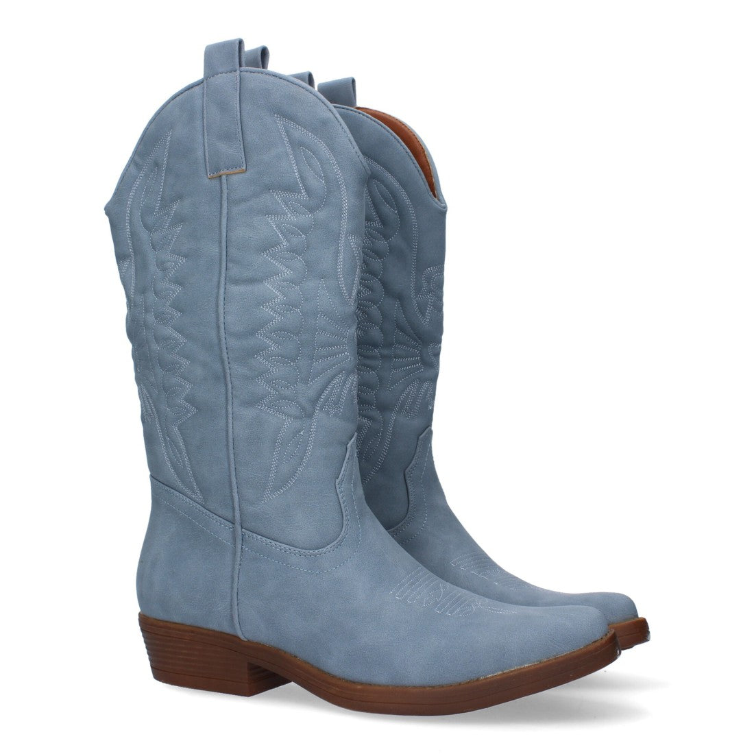 Bota de tacón de mujer con bordado