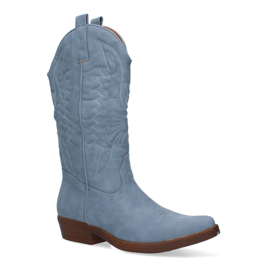 Bota de tacón de mujer con bordado
