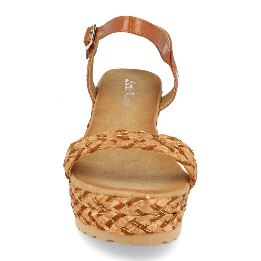 Sandalias ankle strap de mujer con cuña forrada de rafia