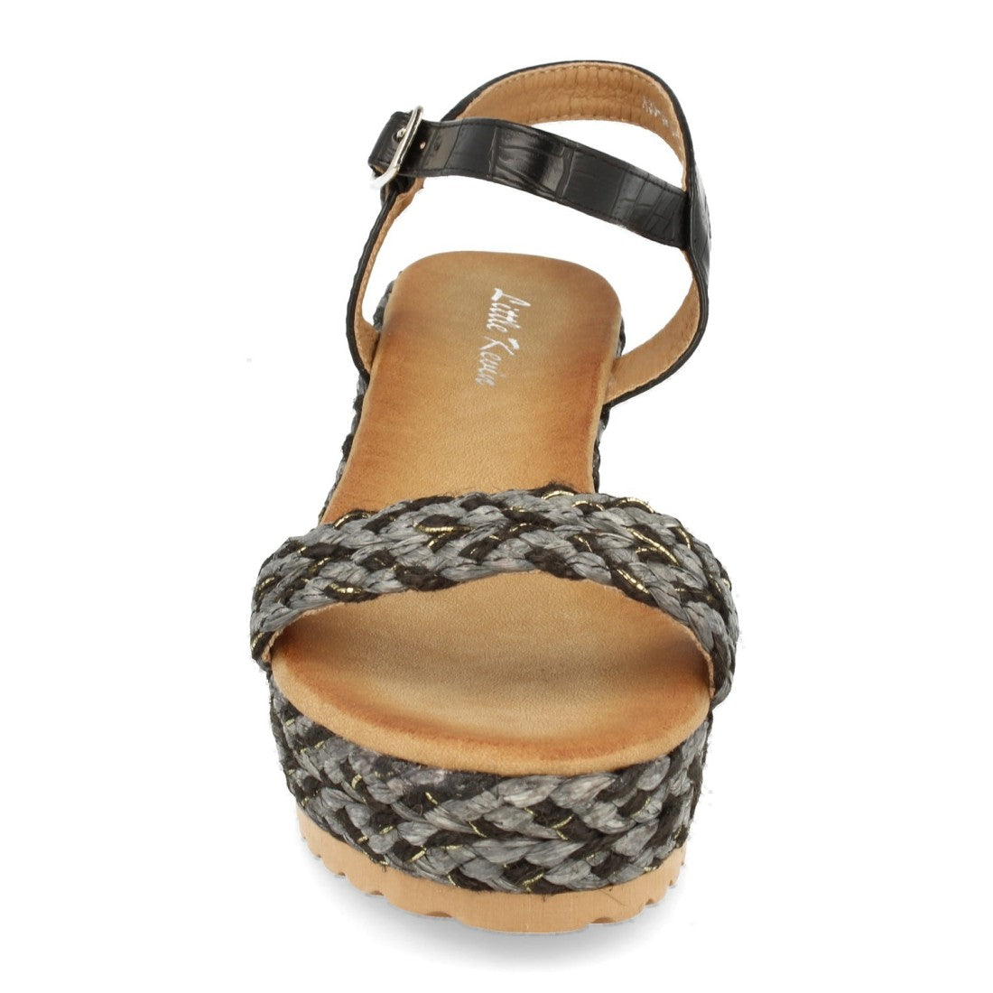 Sandalias ankle strap de mujer con cuña forrada de rafia
