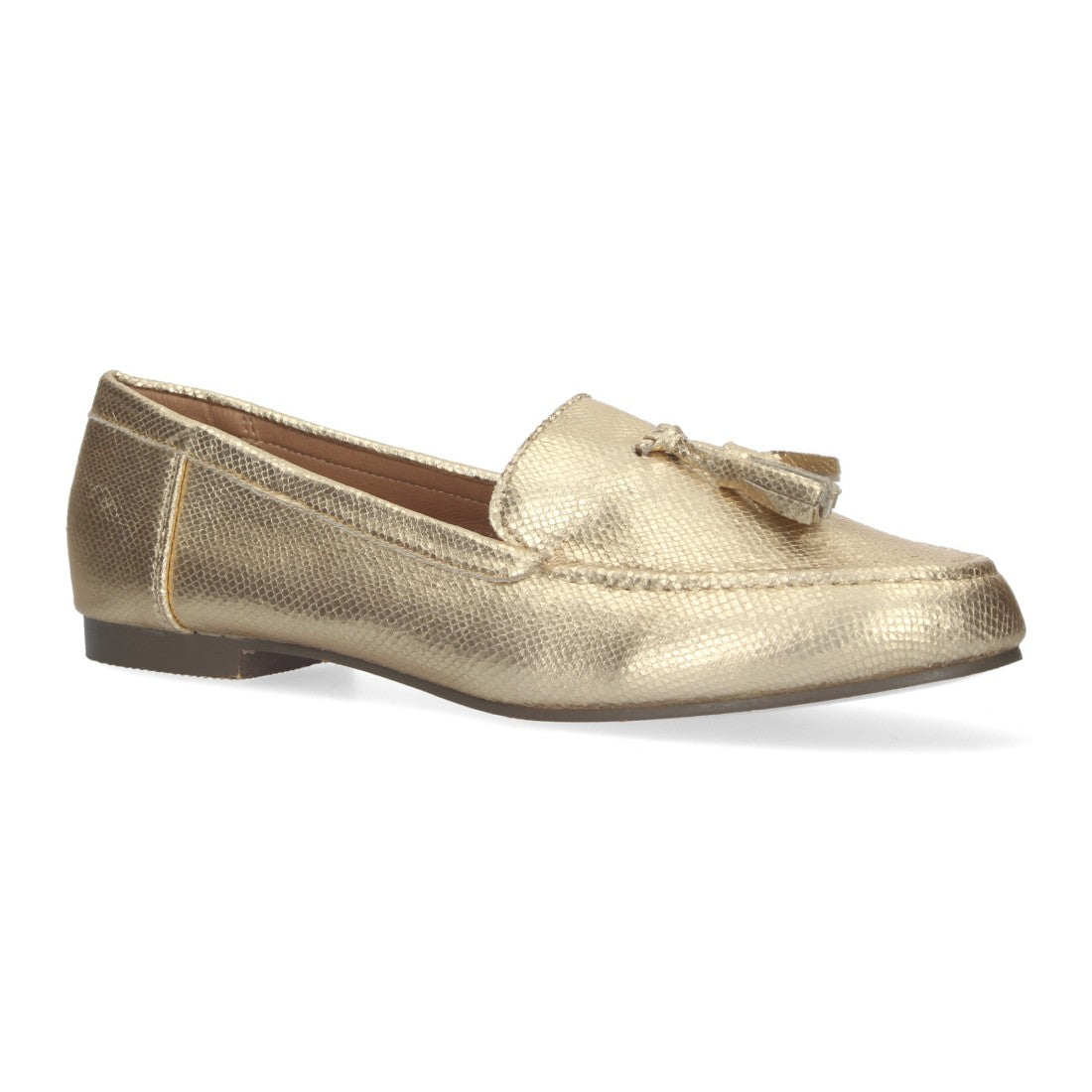 Mocasín plano de mujer con flecos en el empeine