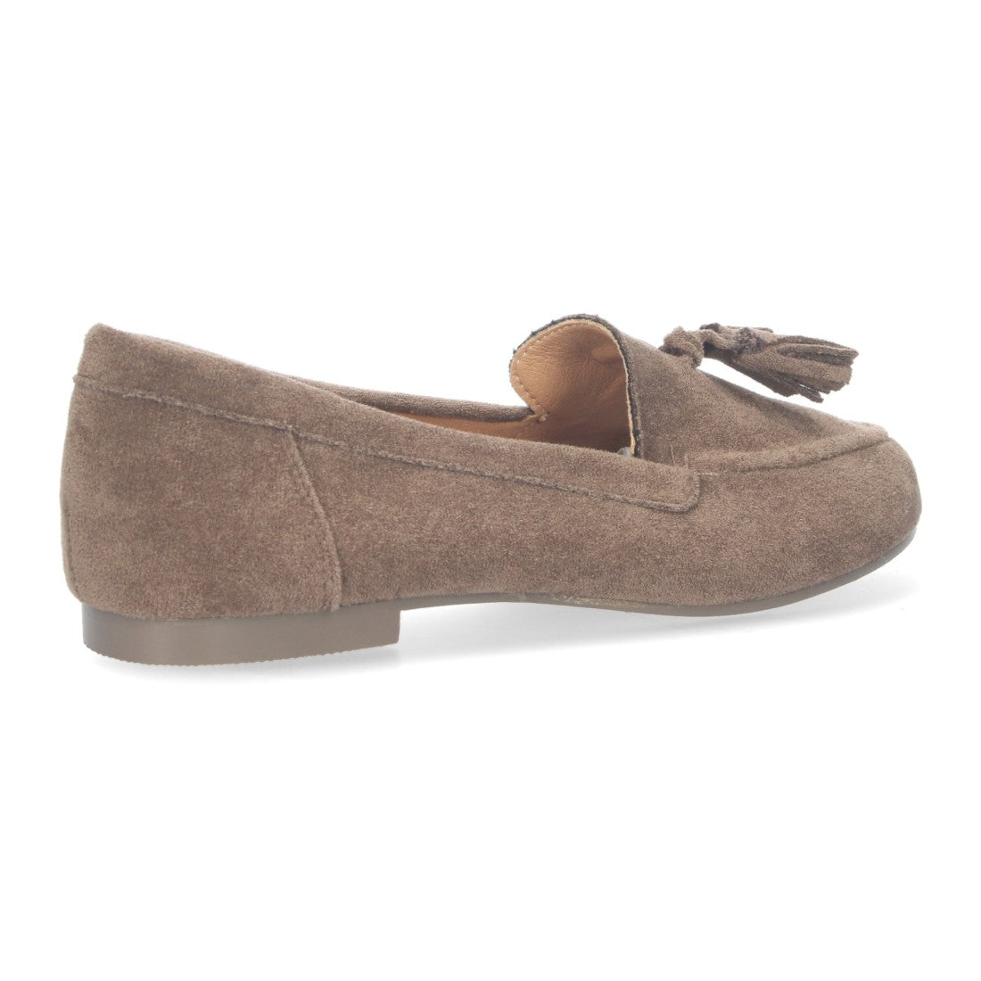Mocasín plano de mujer con flecos en el empeine