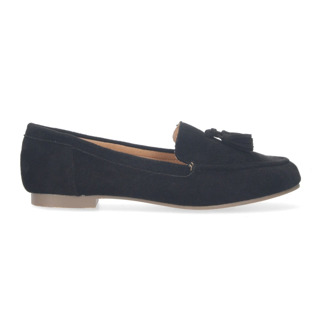 Mocasín plano de mujer con flecos en el empeine