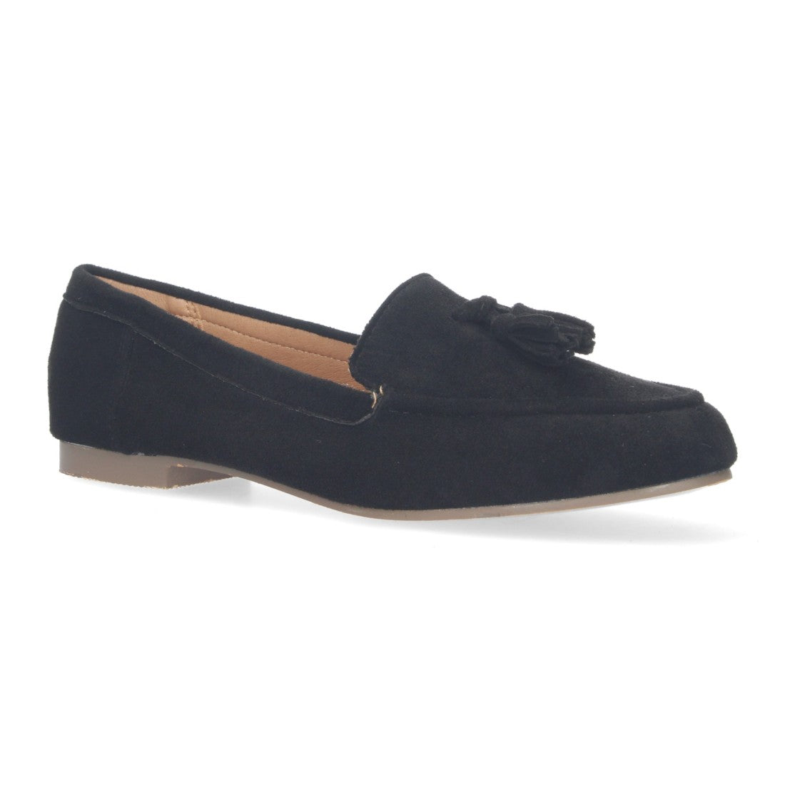 Mocasín plano de mujer con flecos en el empeine