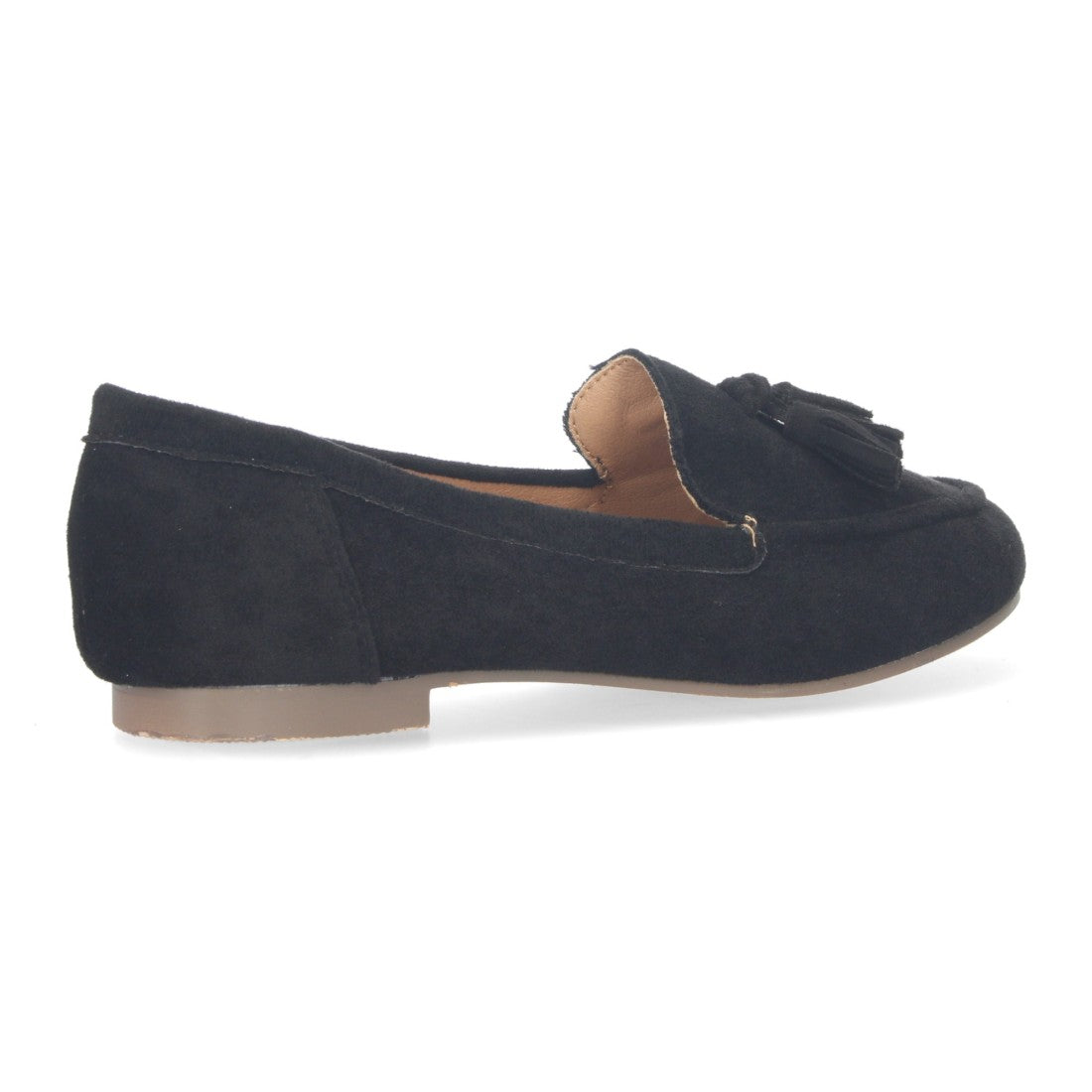 Mocasín plano de mujer con flecos en el empeine