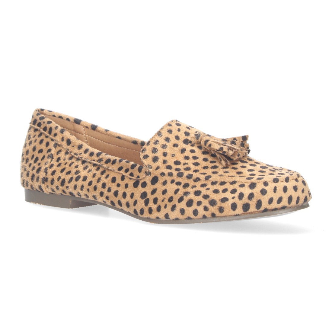 Mocasín plano de mujer con flecos en el empeine