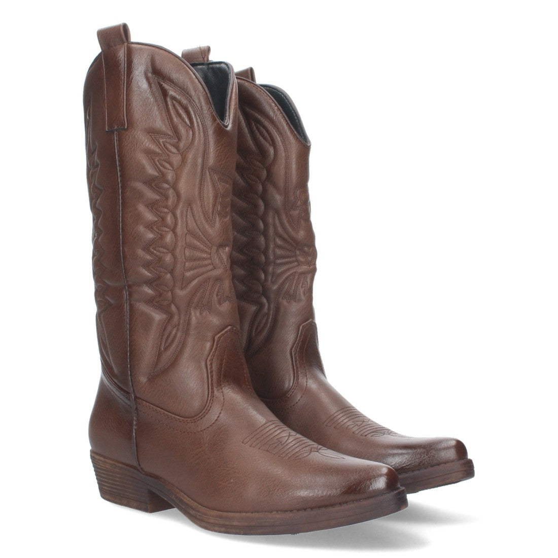Bota de tacón de mujer con bordado