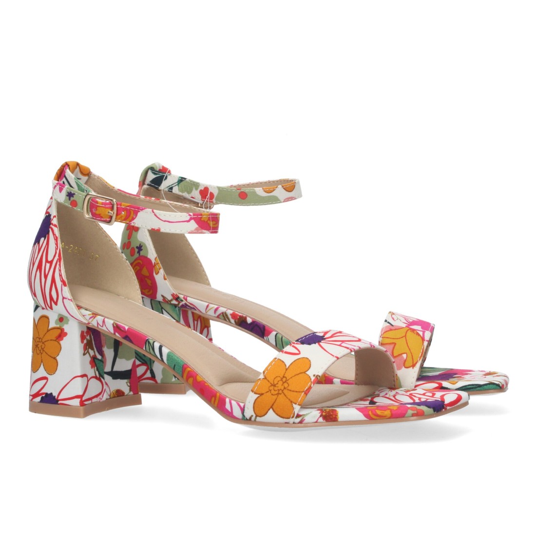Sandalia de tacón de mujer con cierre ankle strap de hebilla