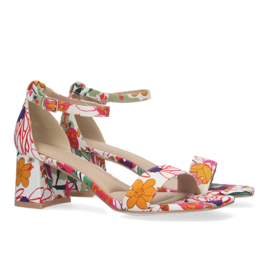 Sandalia de tacón de mujer con cierre ankle strap de hebilla