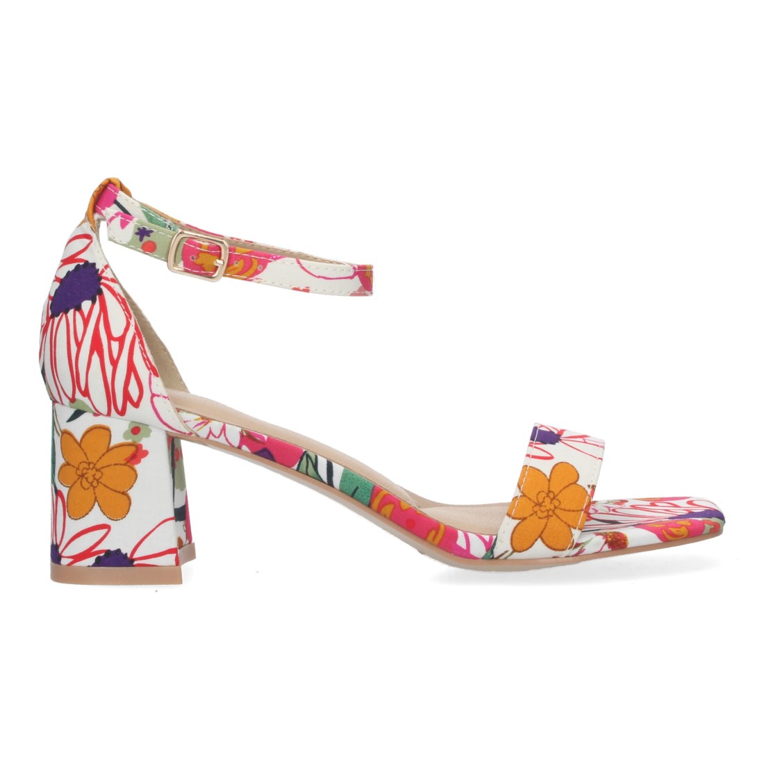 Sandalia de tacón de mujer con cierre ankle strap de hebilla