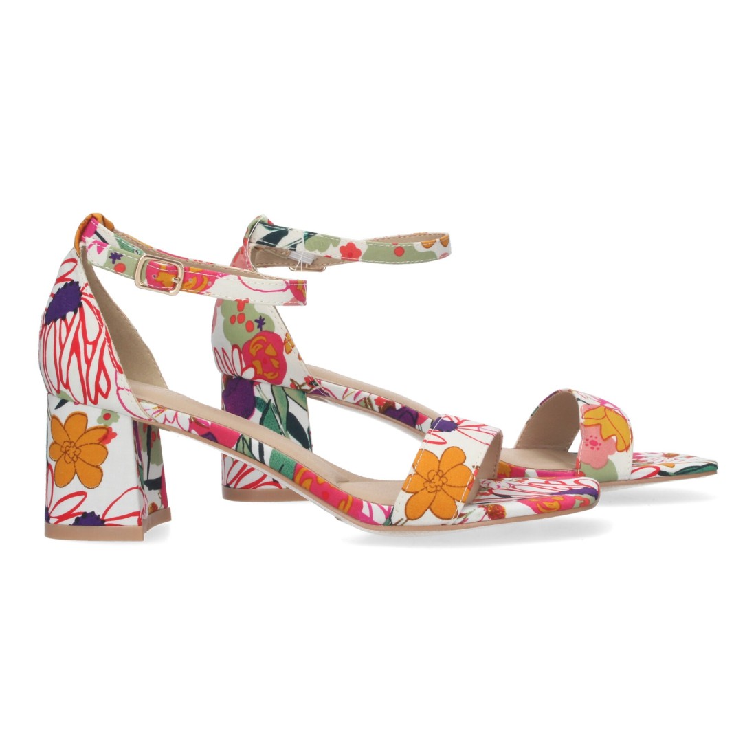Sandalia de tacón de mujer con cierre ankle strap de hebilla