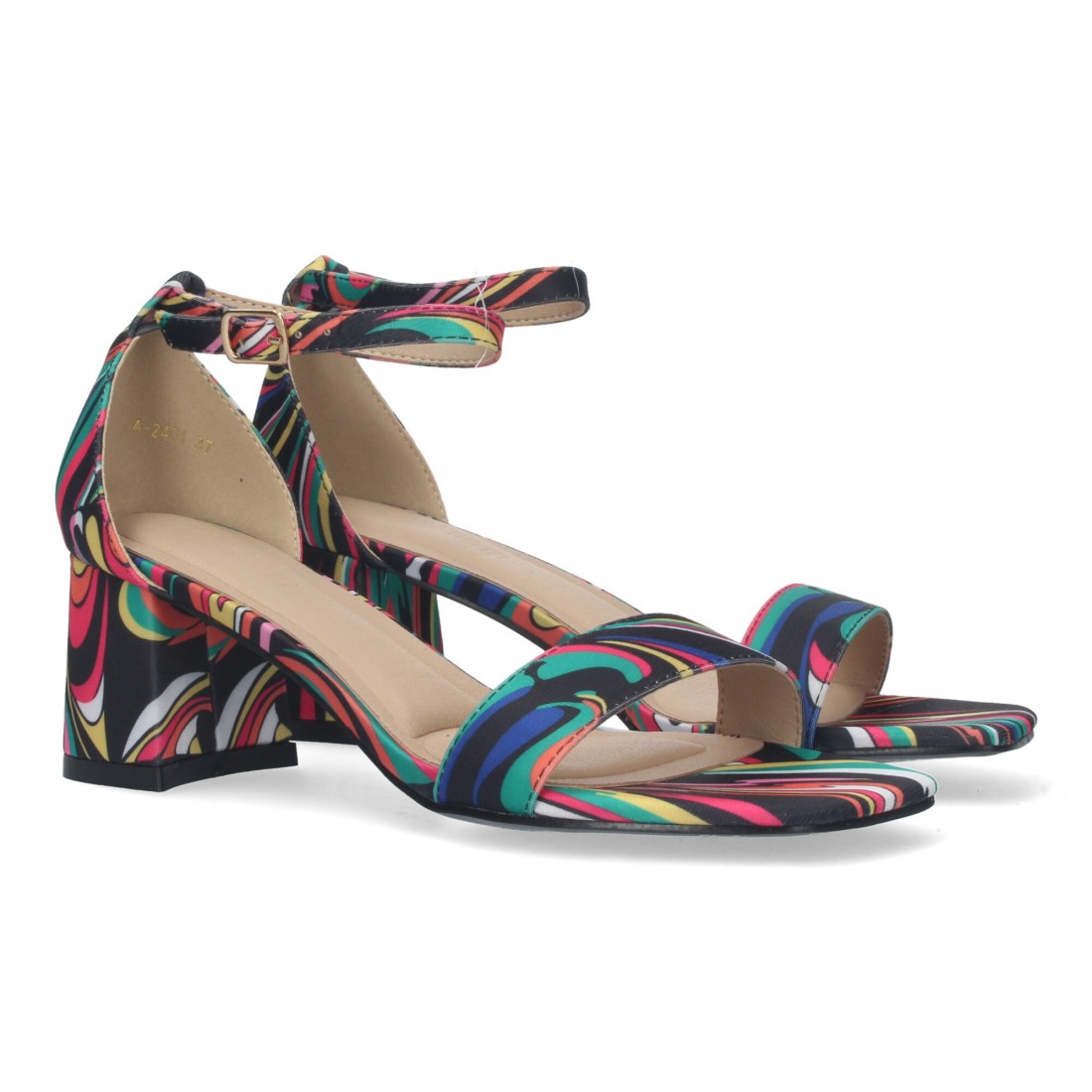Sandalia de tacón de mujer con cierre ankle strap de hebilla
