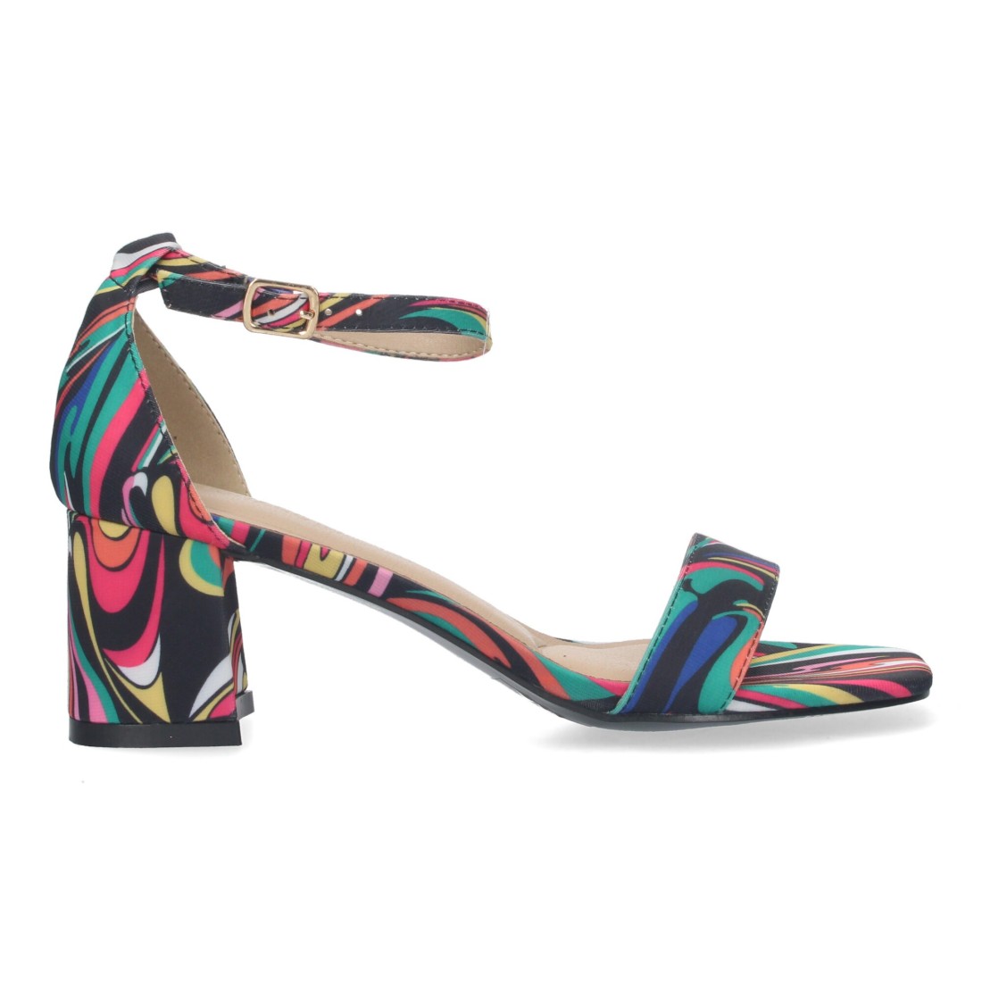 Sandalia de tacón de mujer con cierre ankle strap de hebilla