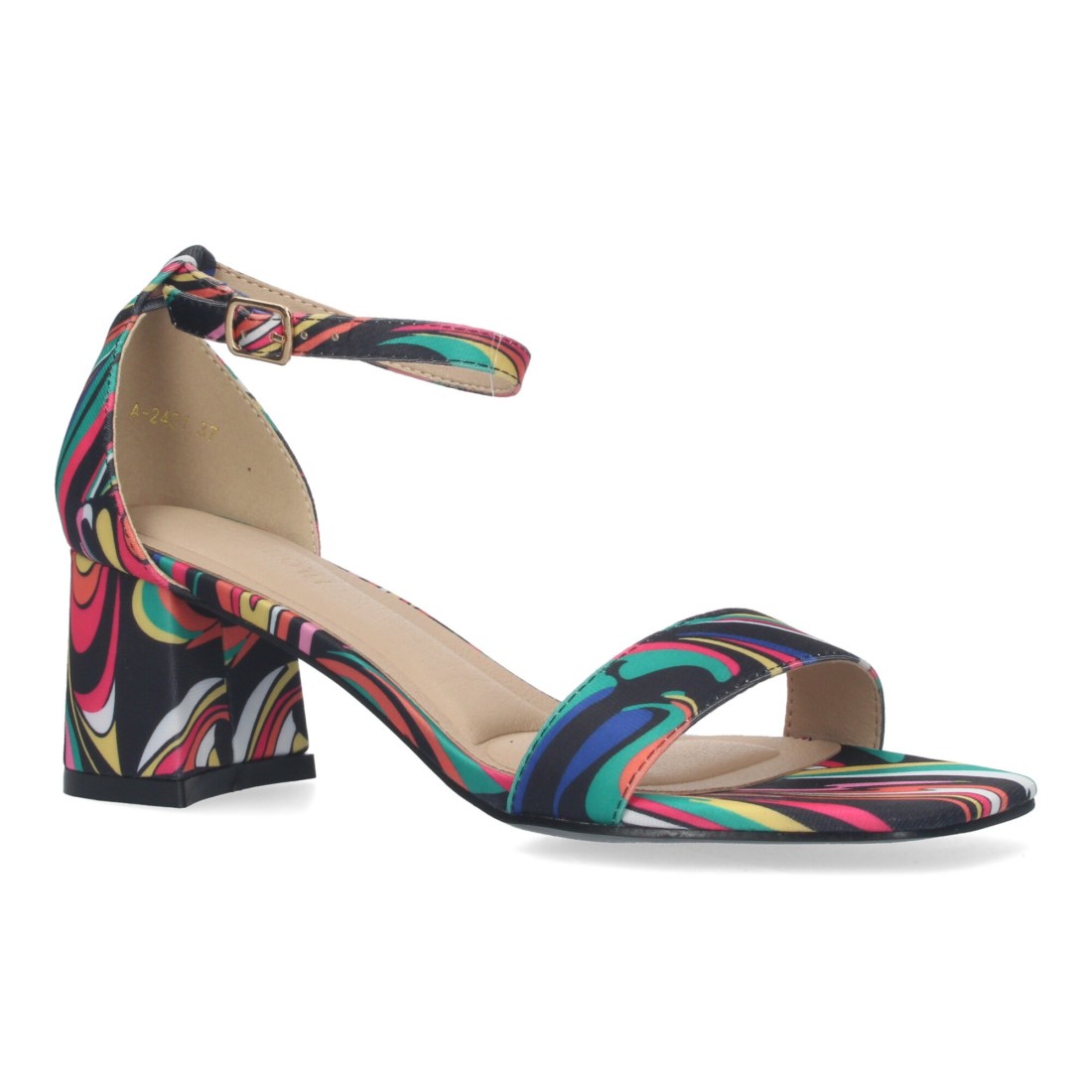 Sandalia de tacón de mujer con cierre ankle strap de hebilla