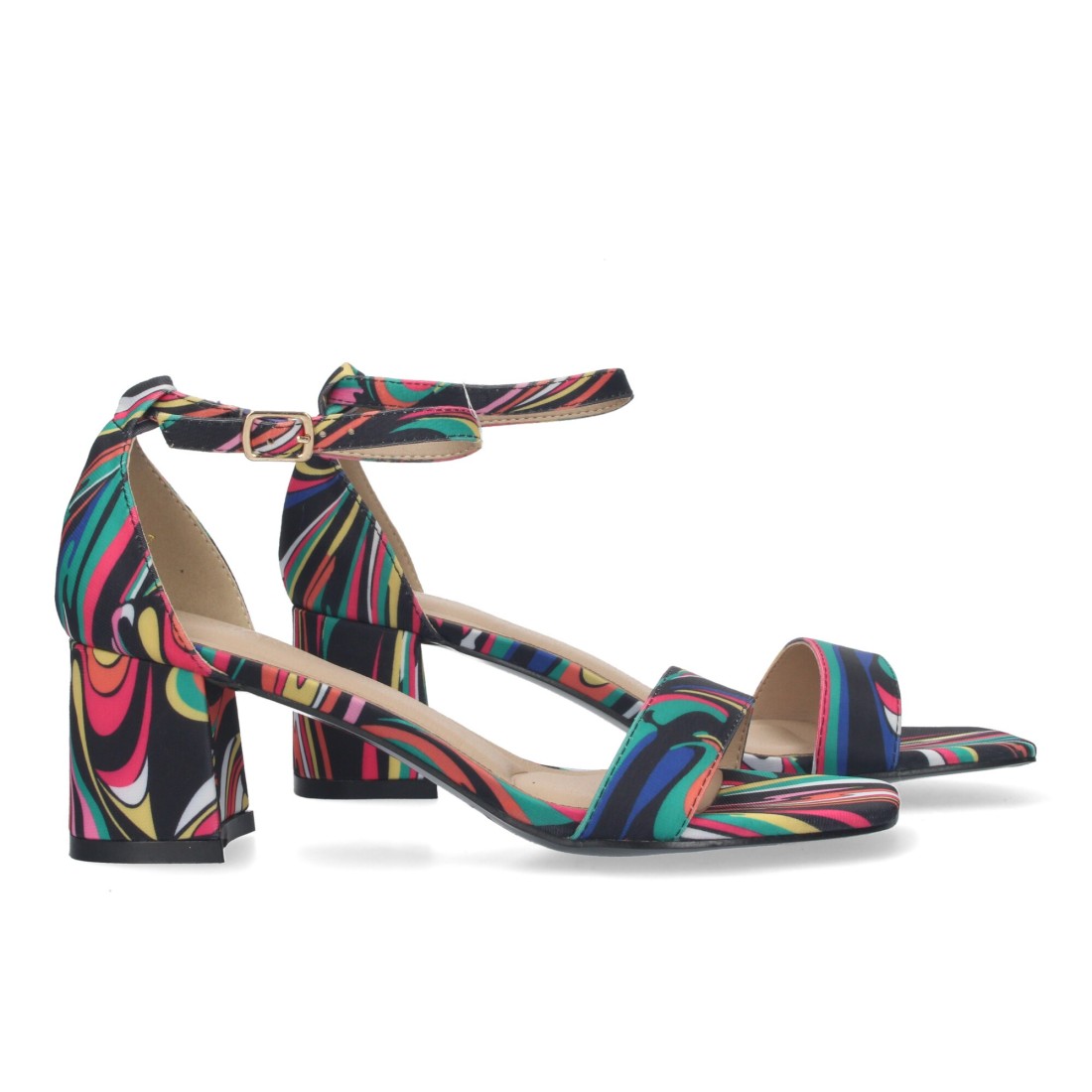 Sandalia de tacón de mujer con cierre ankle strap de hebilla