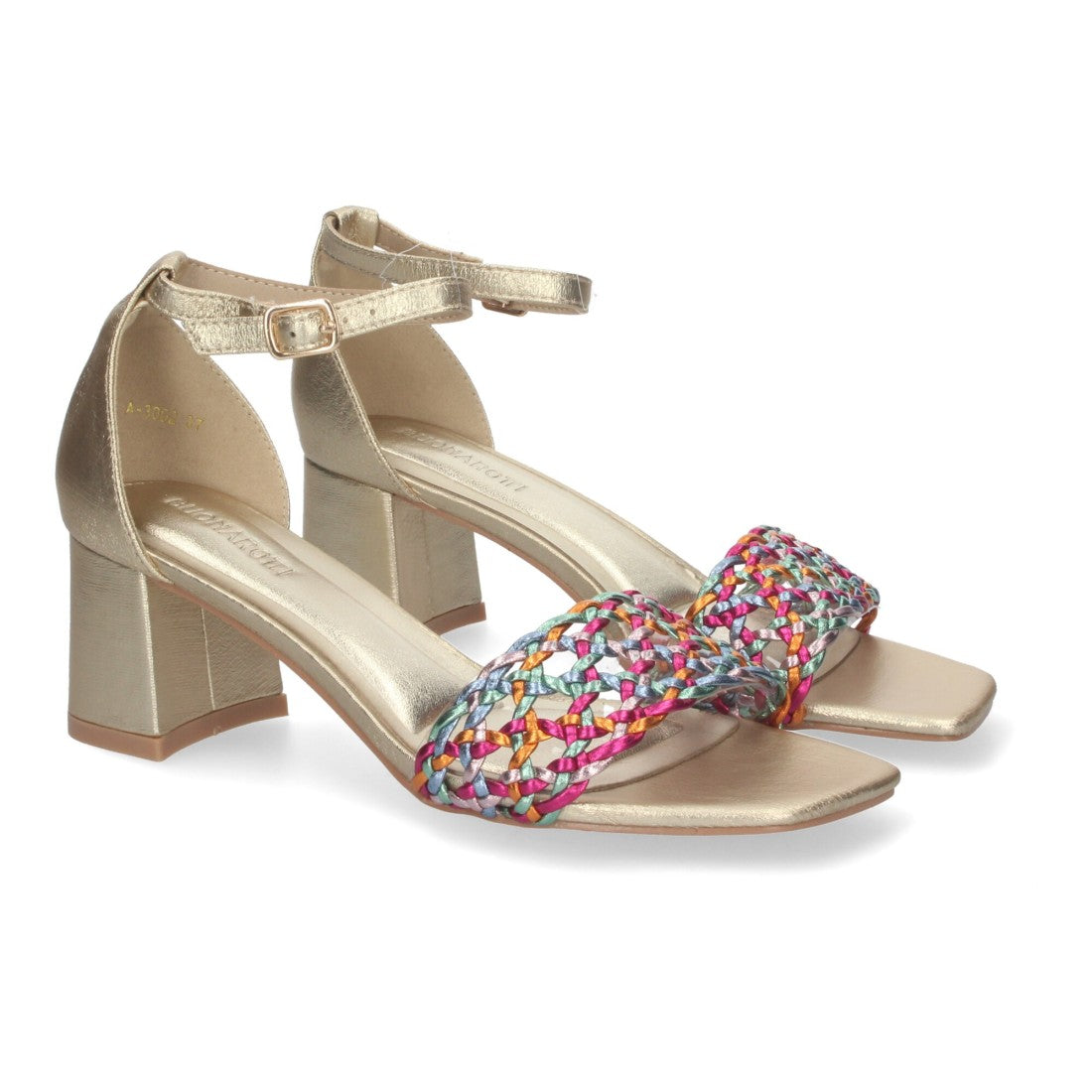 Sandalia de tacón de mujer con cierre ankle strap de hebilla - Multicolor (Ref. A-3002)
